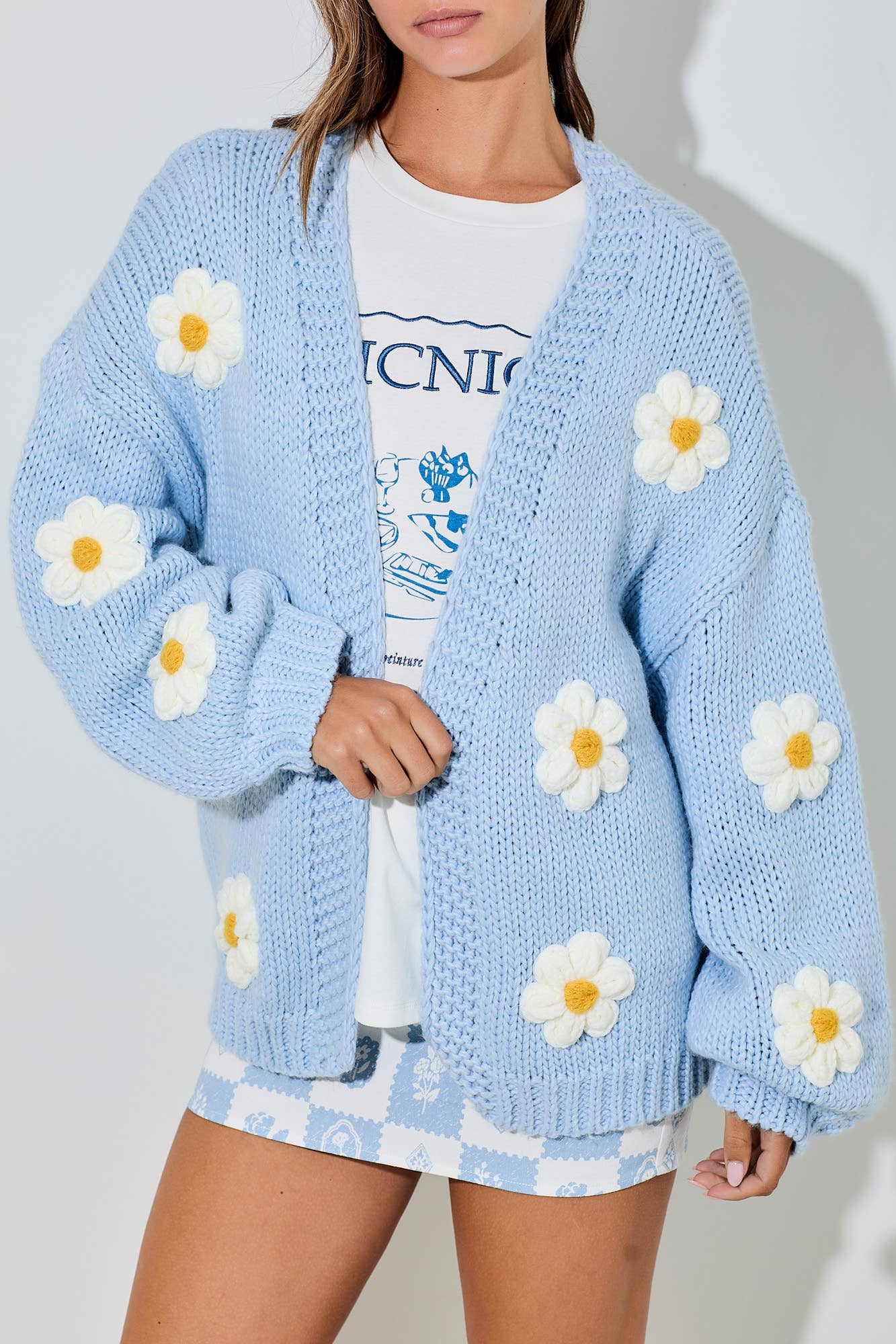 Sweater Knit Cardigan - Long Bubble Sleeve