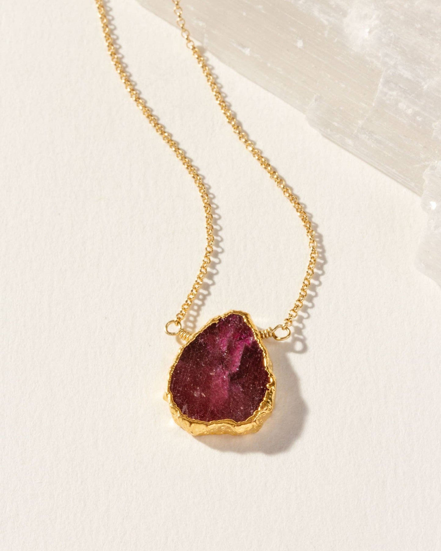 Earth, Wind and Fire Genuine Stone Necklace Gold - Ruby