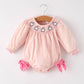 Autumn Halloween Light Pink Ghost Embroidery Smock Floral Girls Romper