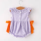 Fall Halloween Purple Balloon Pumpkin Cat Smock Embroidery Baby Girl Romper