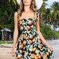 Shoulder Strap Ruffle Hem Orange Print Maxi Dress VD81567D