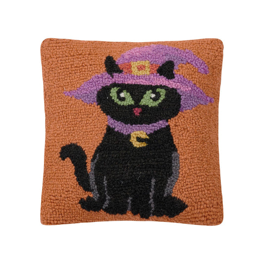 Black Witch Cat Hook Pillow