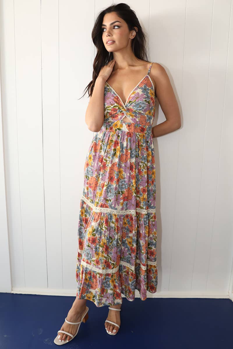 Multi Color Floral Maxi Dress
