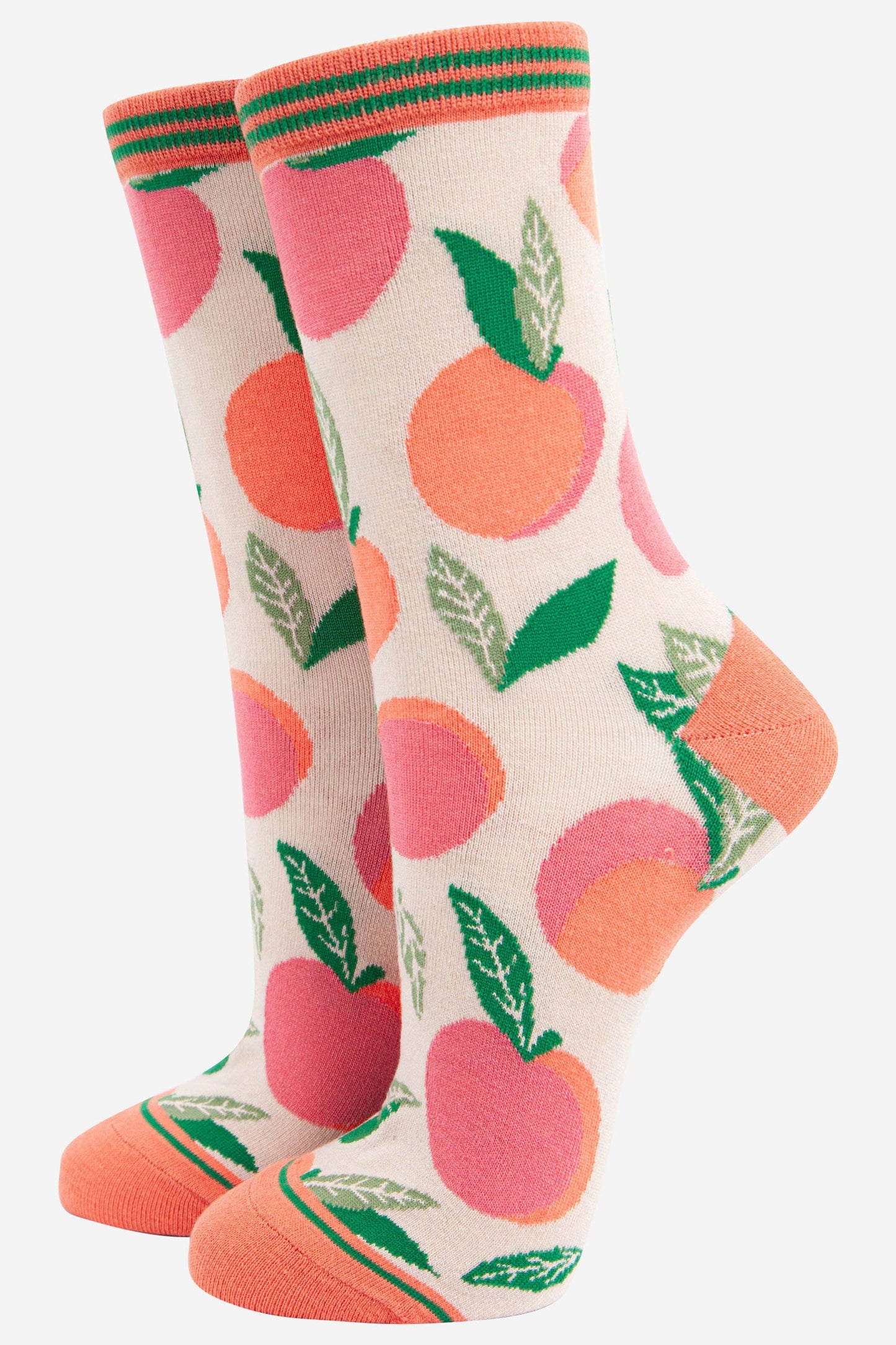 Women's Peach Print Bamboo Socks: UK 3-7 | EU 36-40