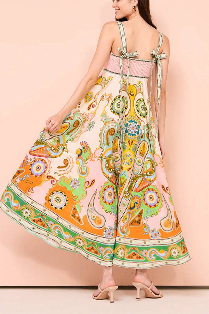 Summer Bohemia Printed Sleeveless Maxi Dress JRM070