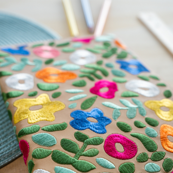 Spring Garden Embroidered Layflat Journal Notebook