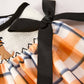 Fall Halloween Orange Embroidery Smocking Girls Dress
