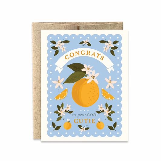 Congrats on Your Cutie Baby Blue Orange Greeting Card