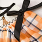 Fall Halloween Orange Embroidery Smocking Plaid Bow Baby Girls Romper