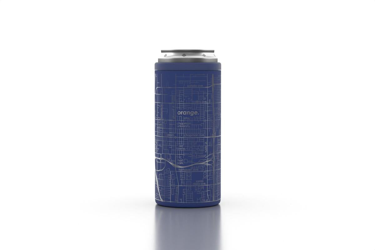 Custom Etched Orange Map Insulated Slim Can Cooler (12oz)