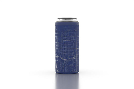 Custom Etched Orange Map Insulated Slim Can Cooler (12oz)