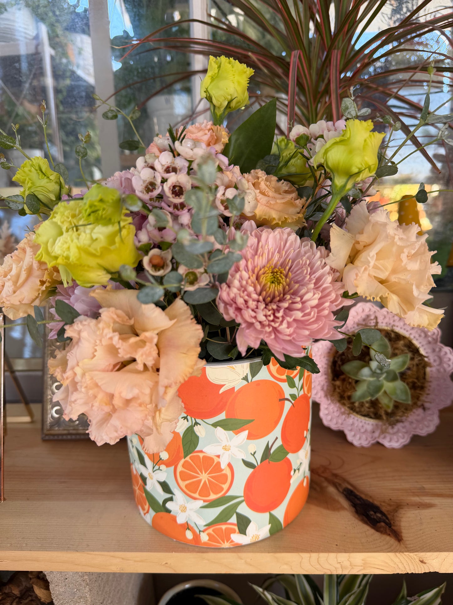 ROSE BOUQUET & ORANGE VASE