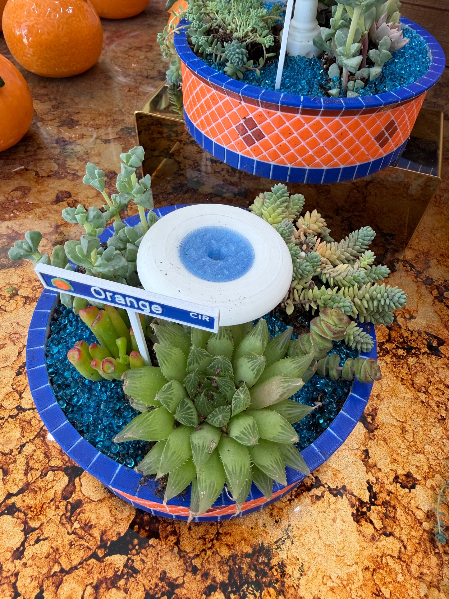 Custom Orange Fountain Planter