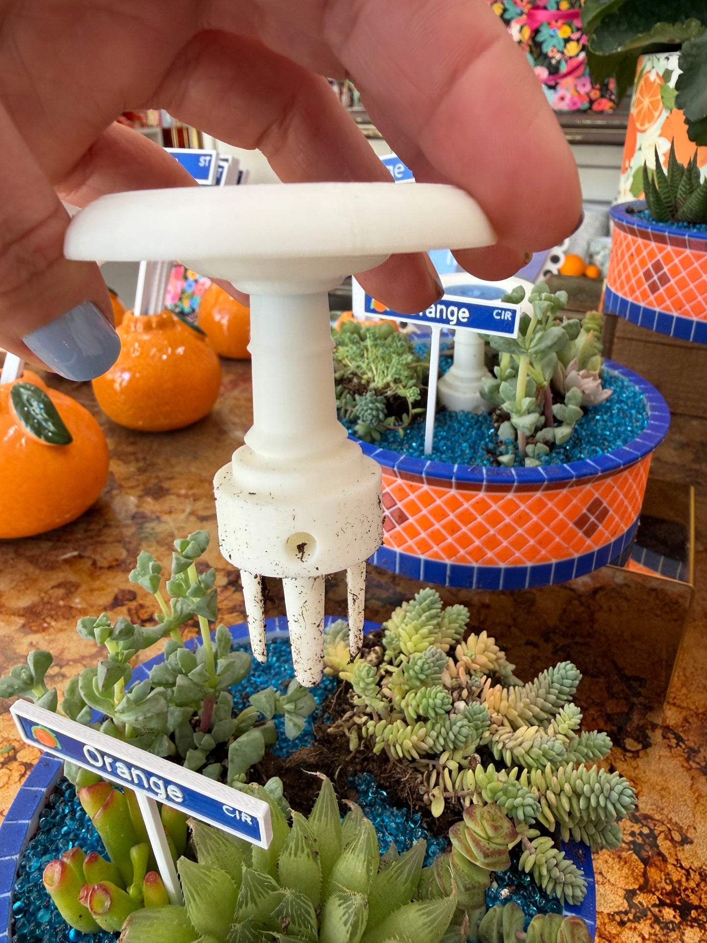 Custom Orange Fountain Planter