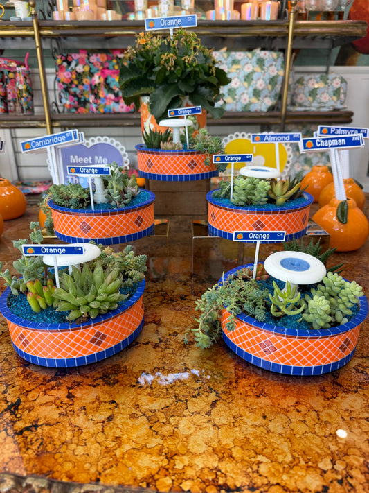 Custom Orange Fountain Planter