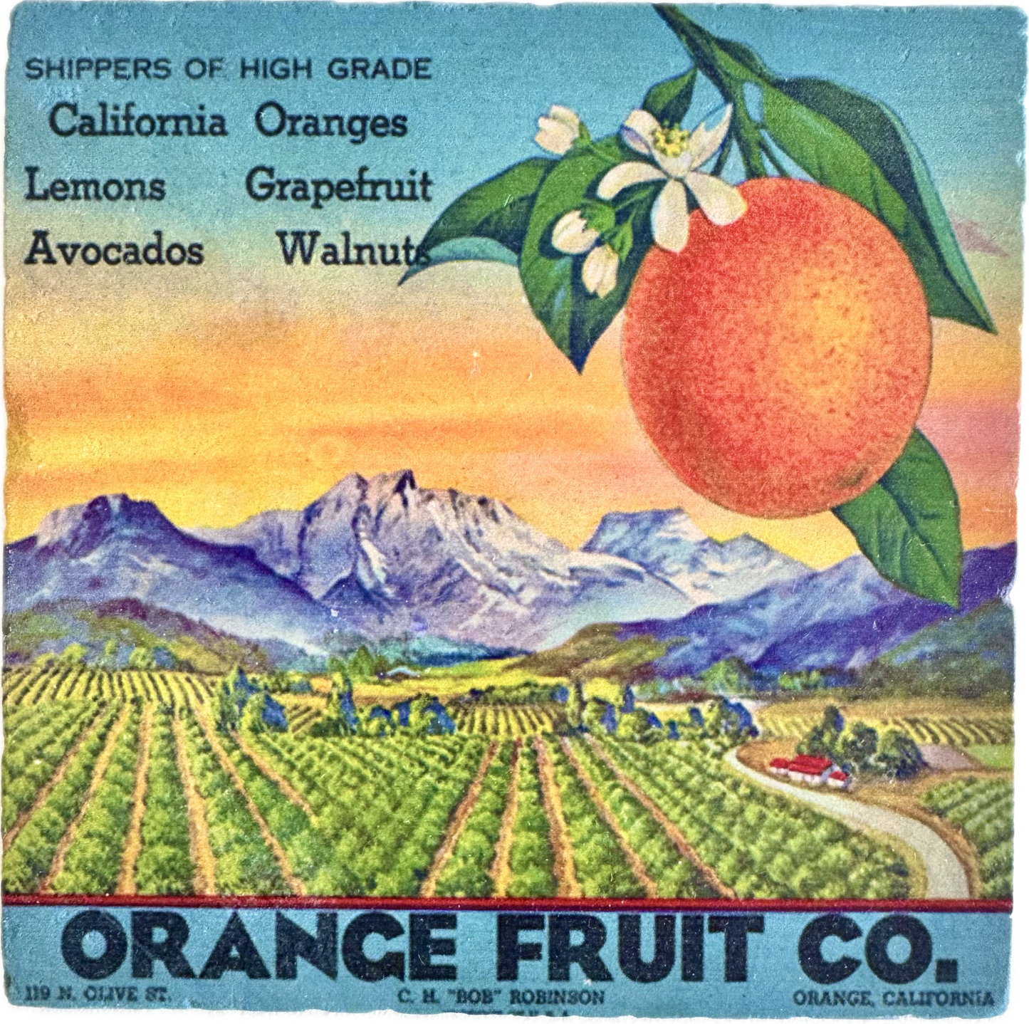 Orange Crate Label Coaster