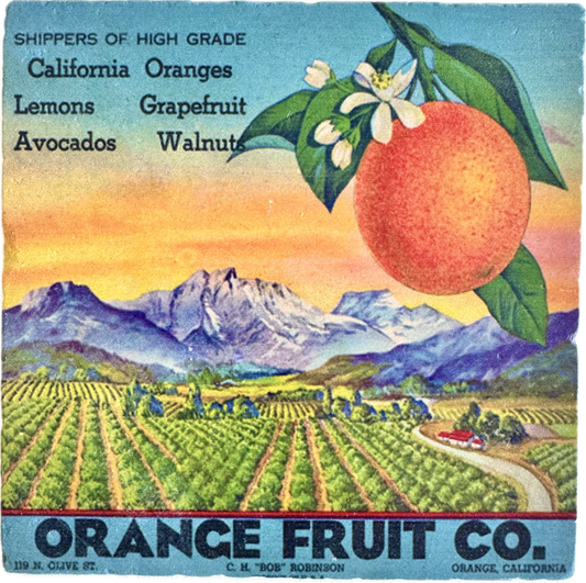 Orange Crate Label Coaster