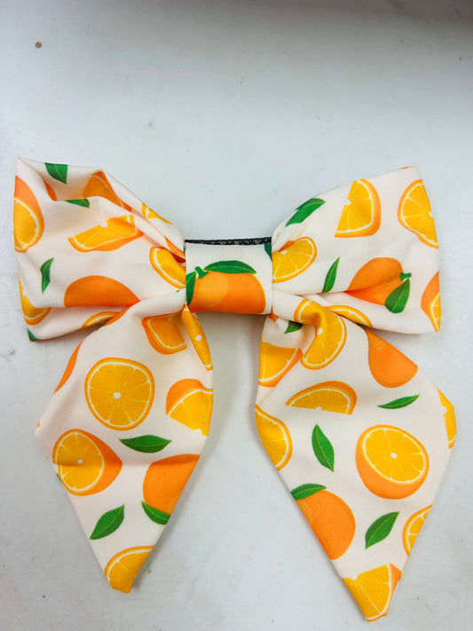 Orange Print Snapback Hair Bows