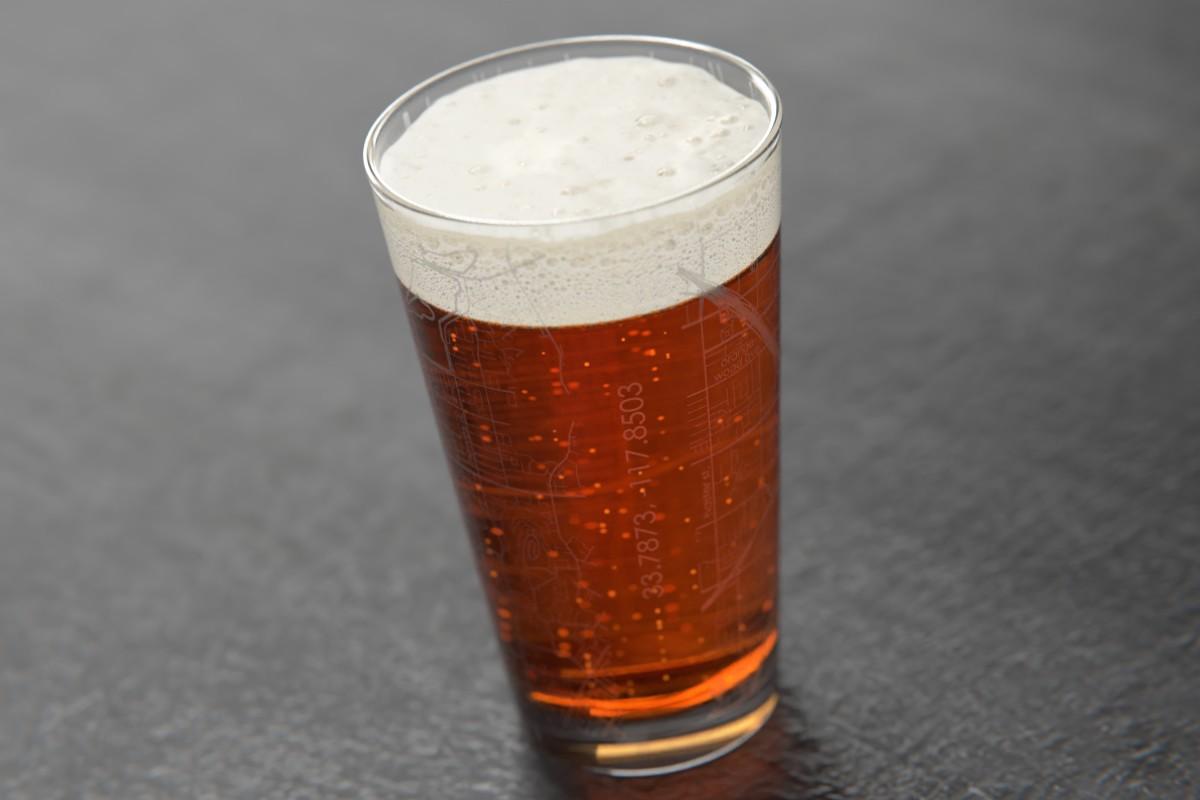 Custom Etched Orange  Map Pint Glass - 16 oz