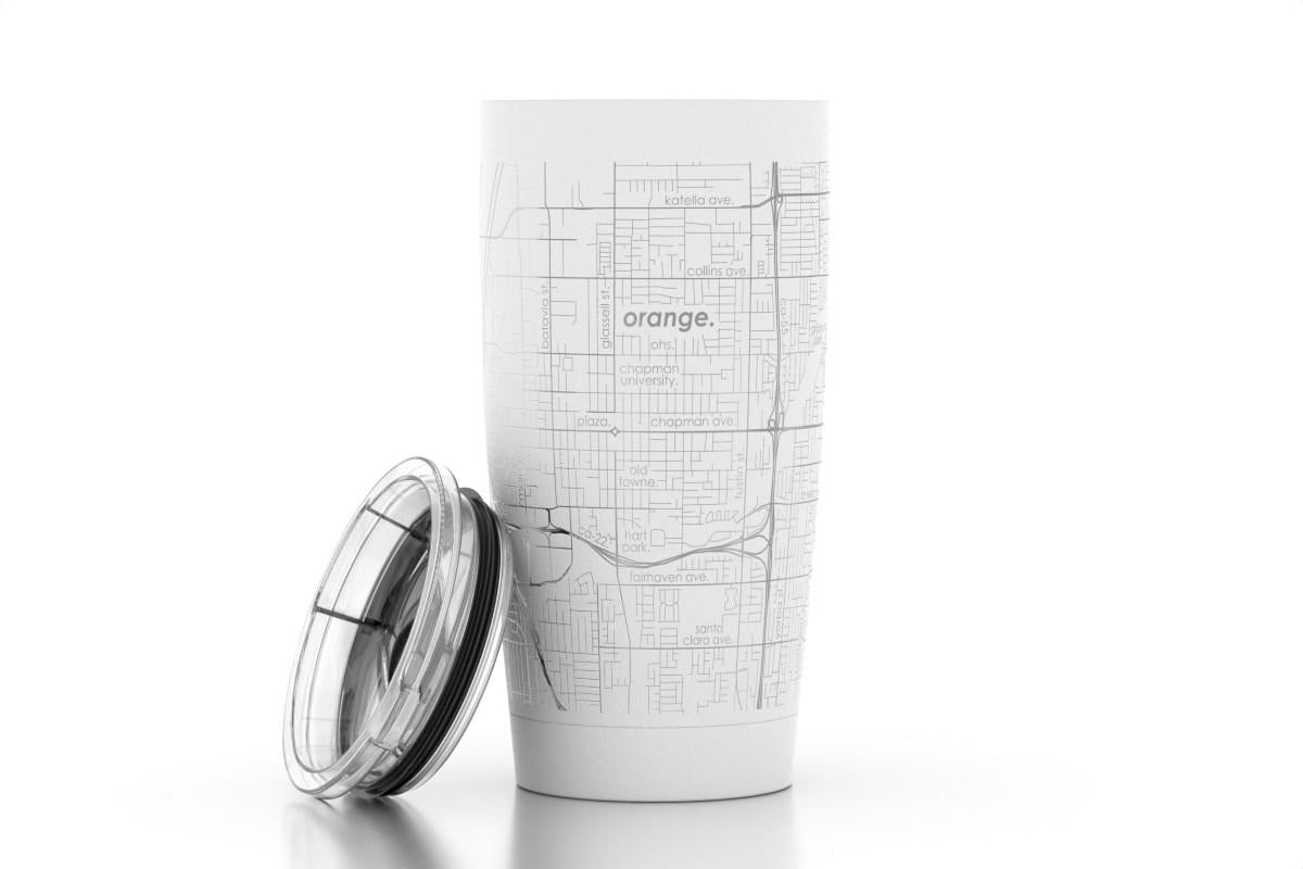 Custom Etched Orange Map Travel Tumbler- 20 oz