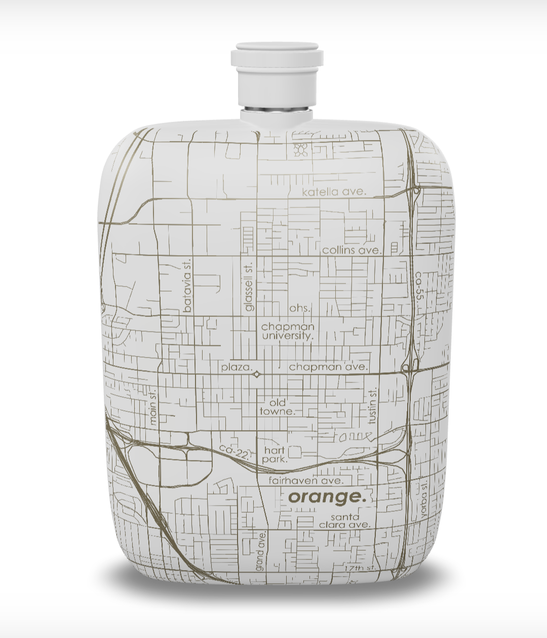 Custom Etched Orange Map Pocket Flask - 6 oz