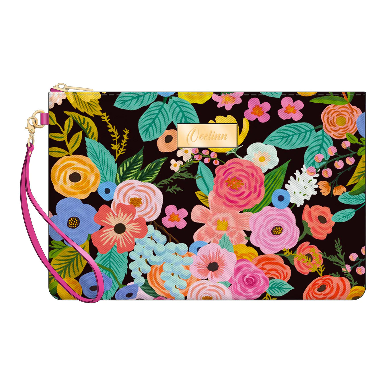 Blooming Design Zip Pouch Wristlet