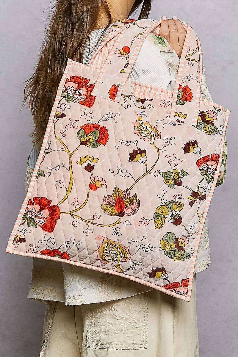Quilted Velvet Tote Bag