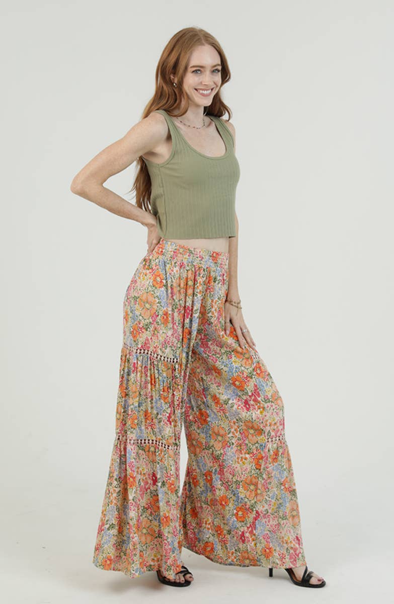 Flower Wide Leg Pants