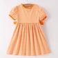 Halloween Striped Dress with Cat Smocking Embroidery –  Perfect for Fall