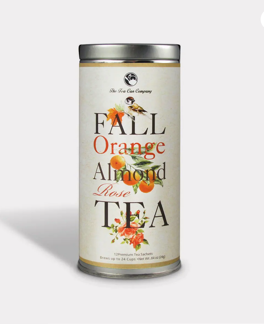 Fall Orange Almond Rose Tea - 12 Tea Sachets - Tall Tin