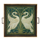 Two White Swans Decorative Tray with Brass Handles