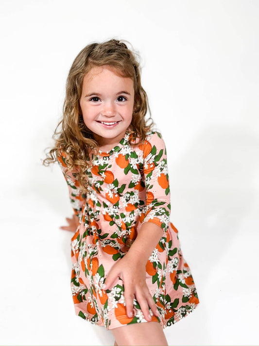 Orange Blossoms Sleeve Dress