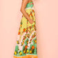 Suspenders Plant Floral Print Dress