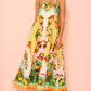 Suspenders Plant Floral Print Dress