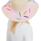 Orange & Donut Print Wide Brim Floppy Paper Straw Sun Hat