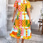 Bohemian Casual High-Waisted Color Block Dress DY327