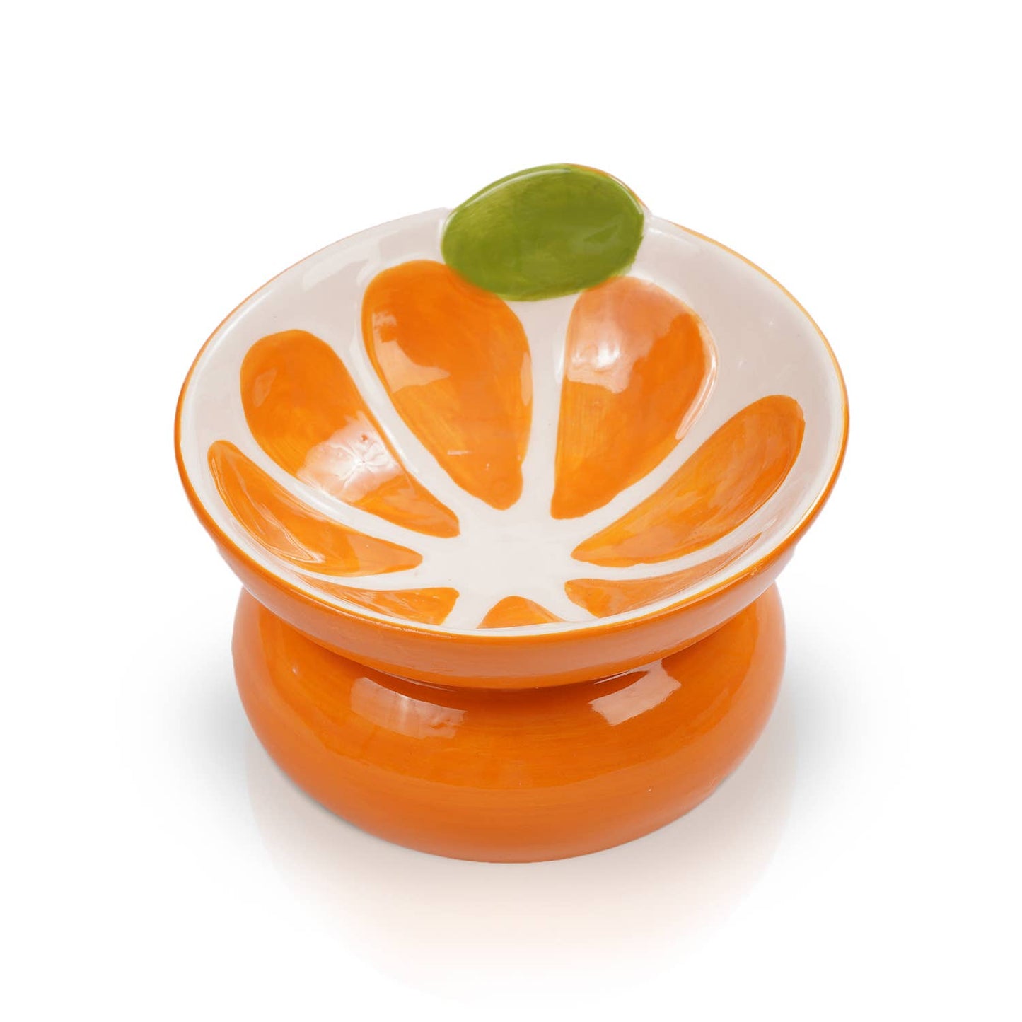 Orange Shaped Stoneware Elevated Pet Bowl