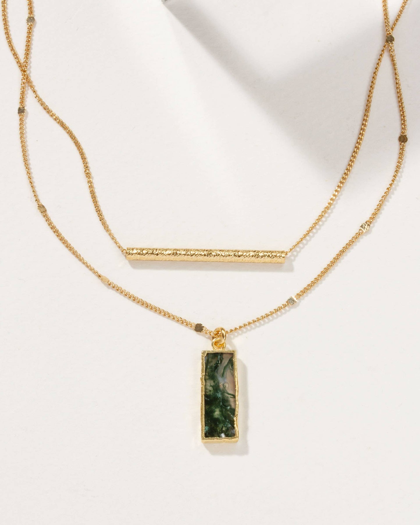 Stick Together Necklace Set- Moss Agate