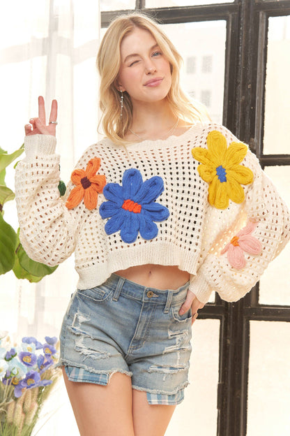 FLORAL PATCH SWEATER