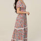 Flare Short Sleeve Floral Maxi Dress