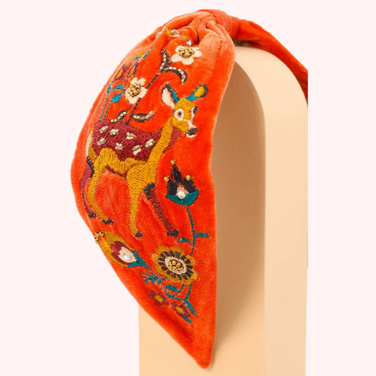 Embroidered Fawn In A Meadow Headband