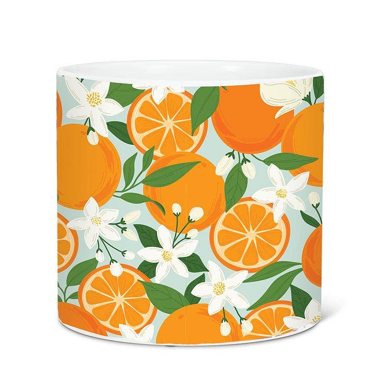 Large Oranges & Blossoms Planter-6.5"D