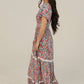 Flare Short Sleeve Floral Maxi Dress