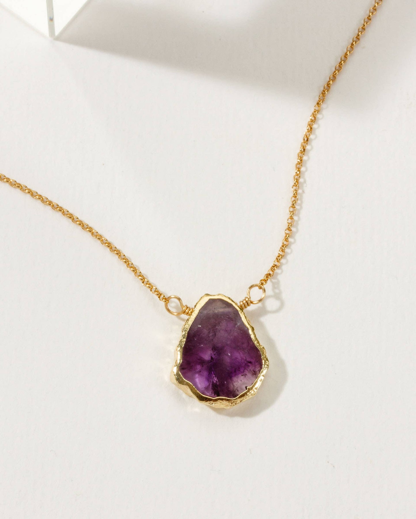 Earth, Wind and Fire Genuine Stone Necklace Gold- Amethyst