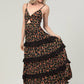 Black Twist Front Ruffle Tier Maxi Dress