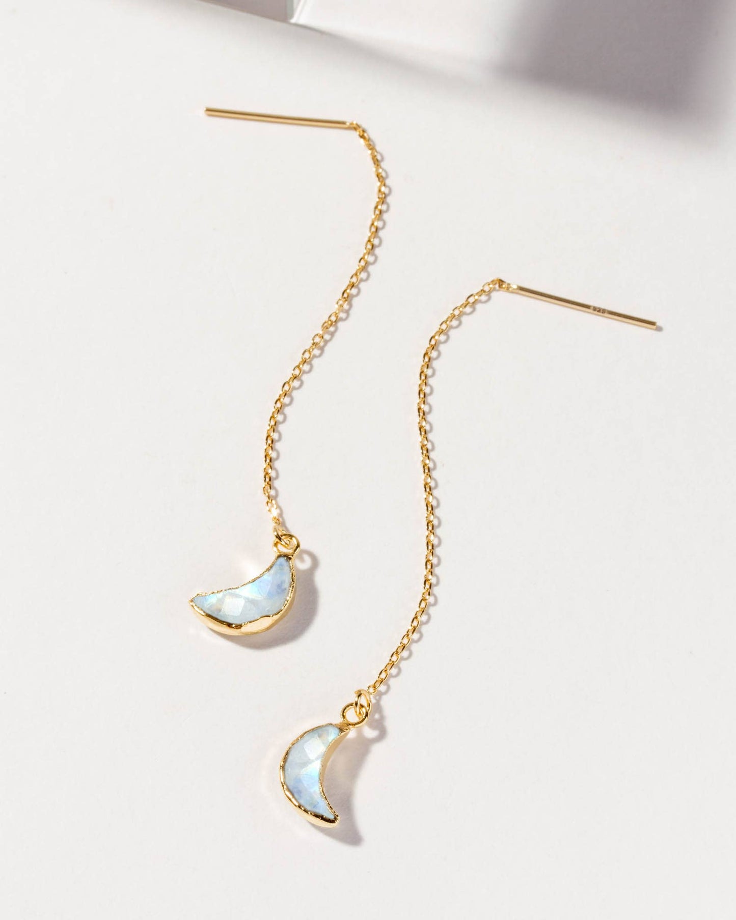 Sterling Silver Eclipse Threader Earrings- Moonstone