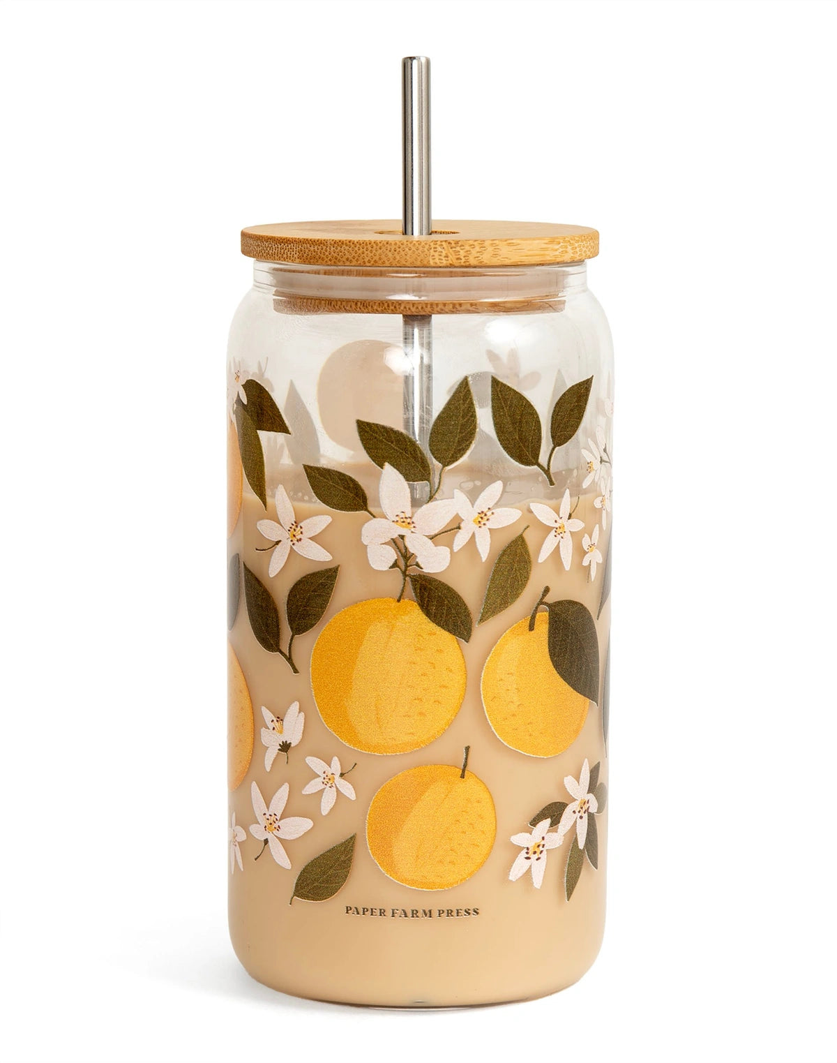Orange Orchard Glass Can
