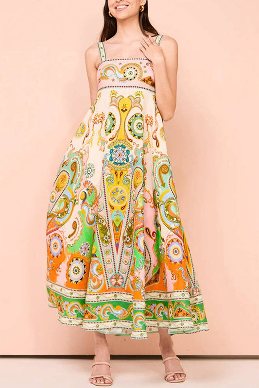 Summer Bohemia Printed Sleeveless Maxi Dress JRM070