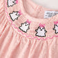 Autumn Halloween Light Pink Ghost Embroidery Smock Floral Girls Romper