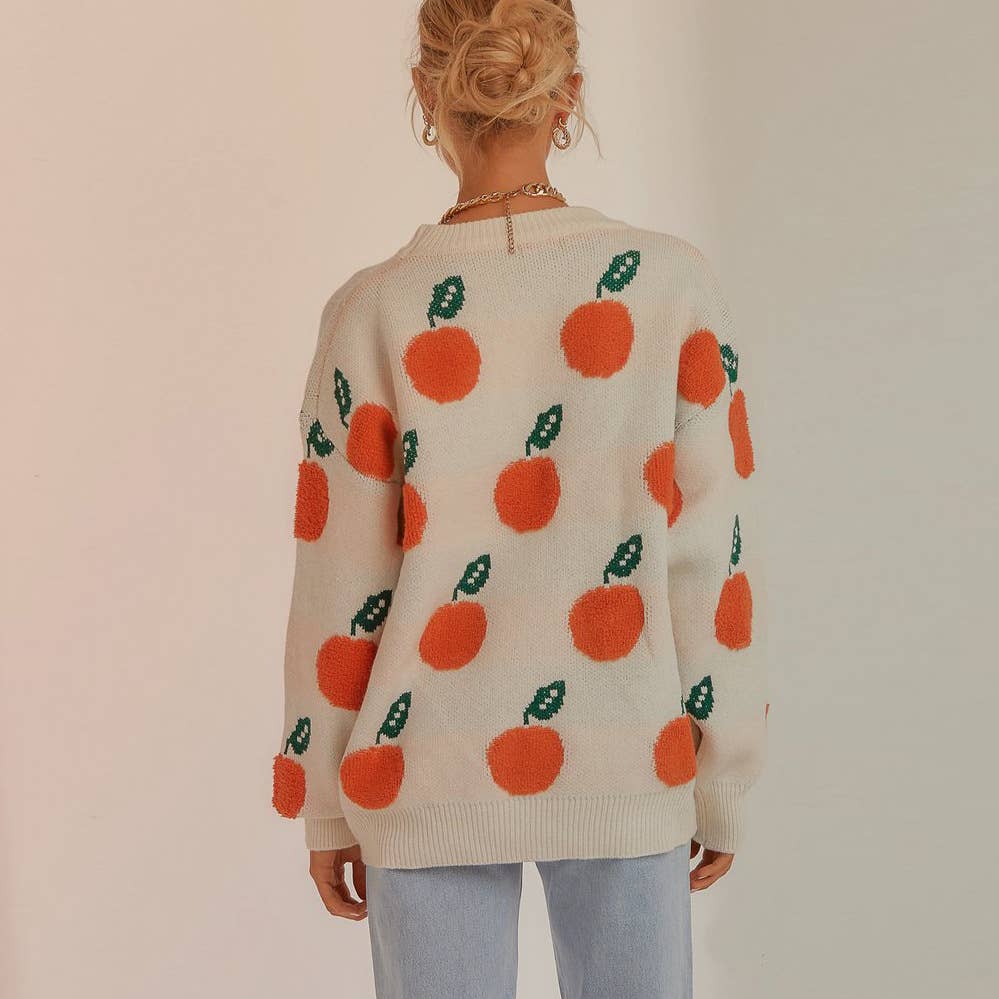 Tangerine patterned knitted sweater
